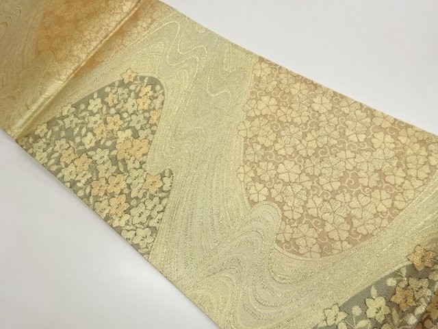 JAPANESE KIMONO / FUKURO OBI / WOVEN KIKYO & ARABESQUE FLOWER